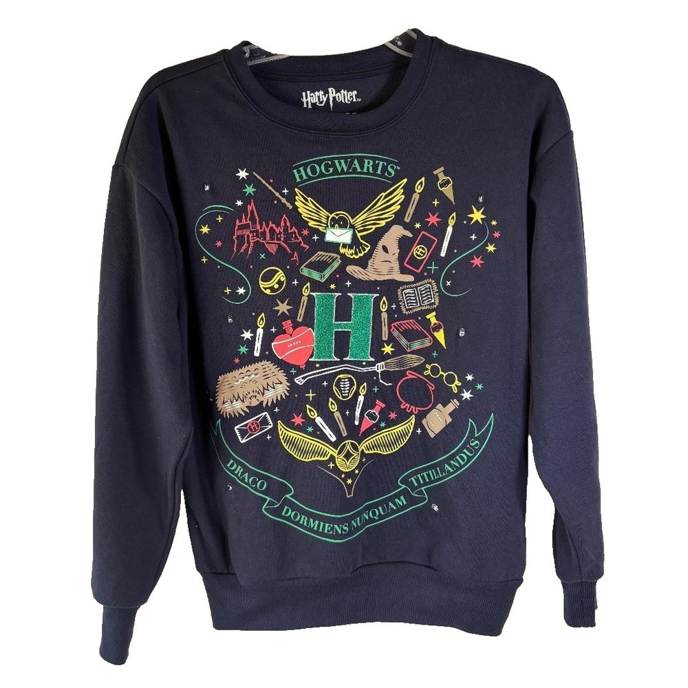 Harry‎ Potter Hogwarts Sweatshirt Navy Women's Size XXS